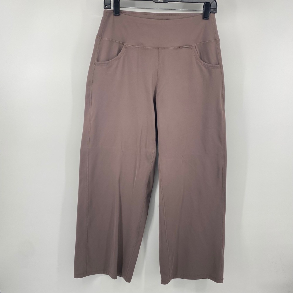 Promover Yoga Pants Womens M Short Brown‎ Wide Leg High Waist Pockets
